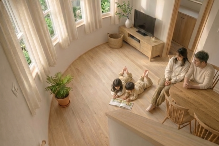 パノラマリビングルームのある 区分所有・分譲販売会